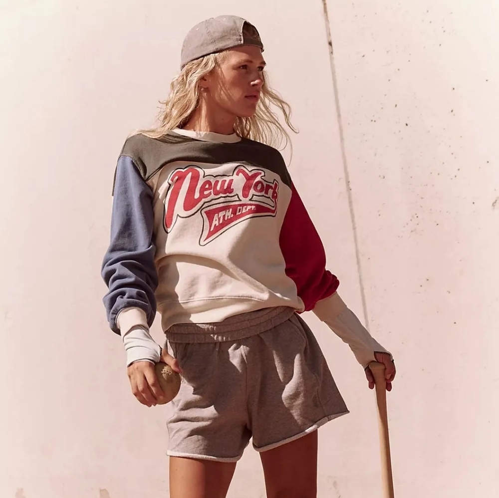 Daydreamer Colorblock "New York" Sweatshirt - Cream, Olive, Blue, Red